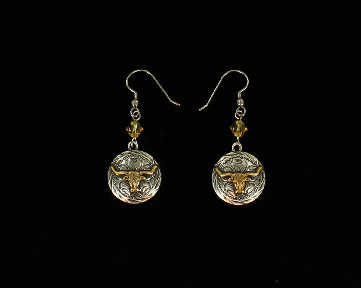 Blazin Roxx Antique Longhorn Dangle Earrings