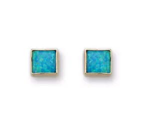 Bluenoemi Jewelry 9ct Gold Blue Opal Earrings ,  stud earrings / classic earrings