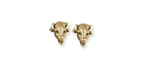 Buffalo Earrings Jewelry 14k Gold Handmade Bison Earrings BUF6-EG