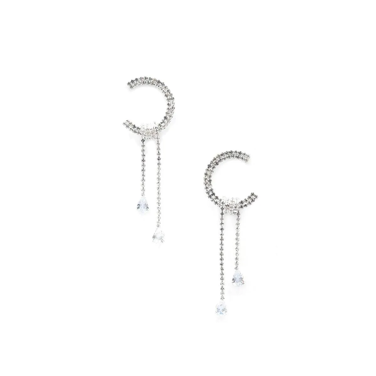 C Shape Rhinestone Dangle Earrng