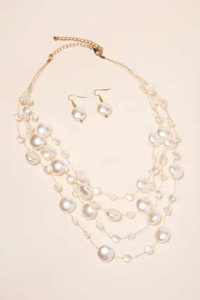 Camila Layered Assorted Pearl Necklace & Earring Set