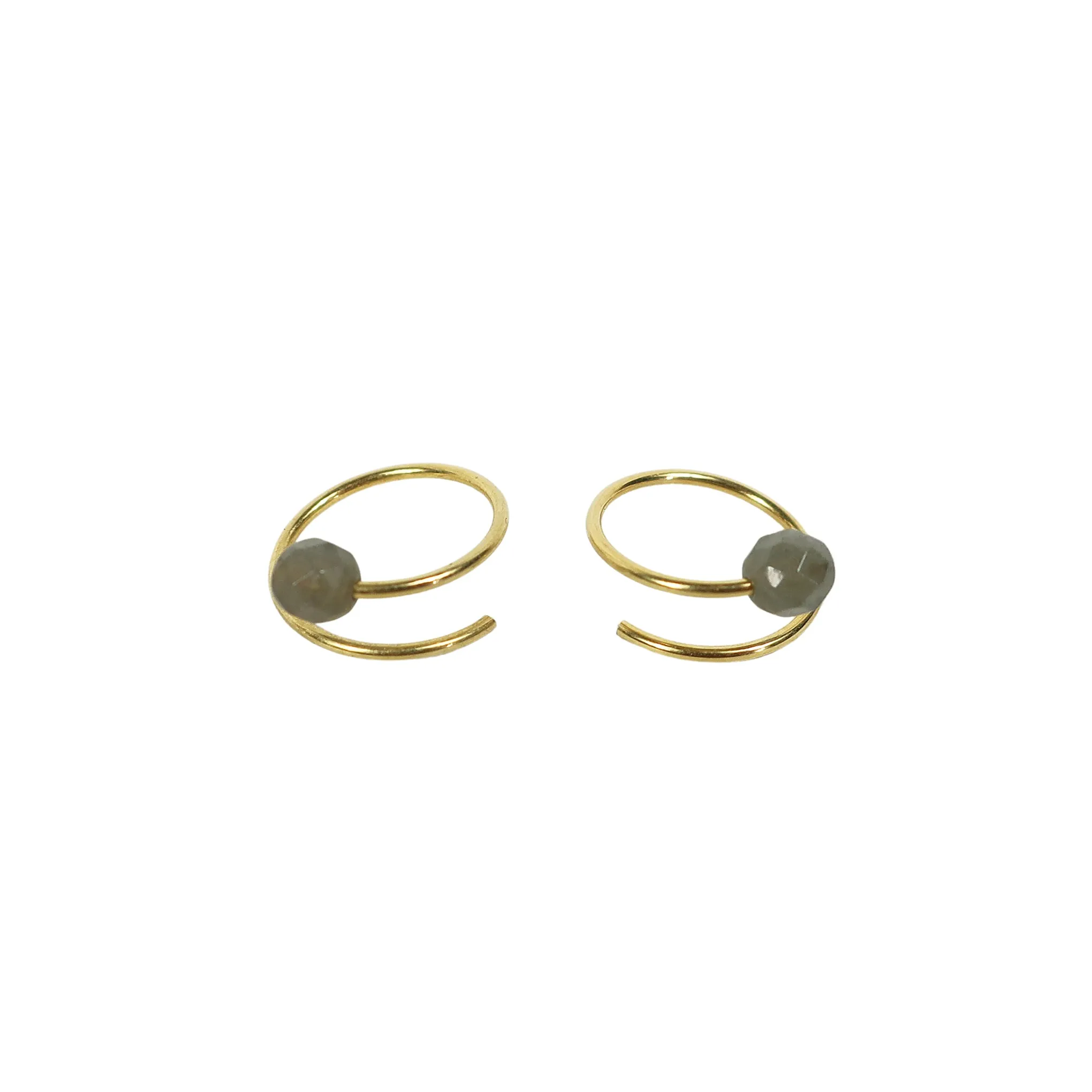 Chan Luu Faceted Labradorite Eternal Spiral Huggie Earrings in Gold