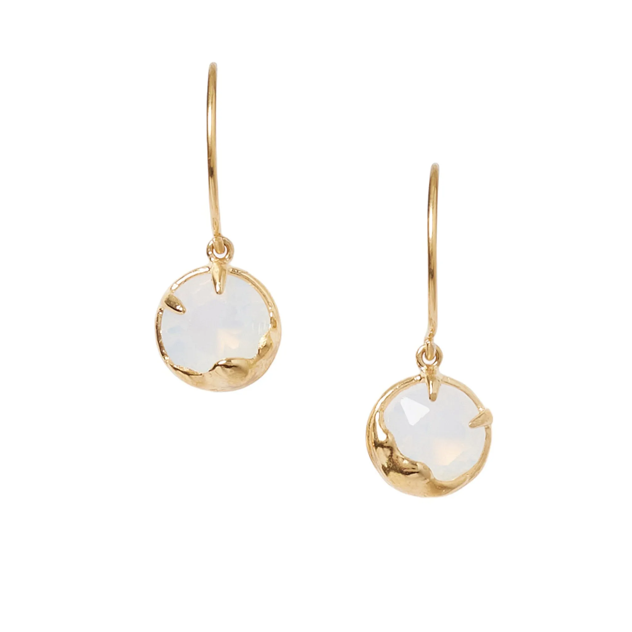 Chan Luu Gold Framed Dangle Earrings in White Opal Crystal and Gold Vermeil