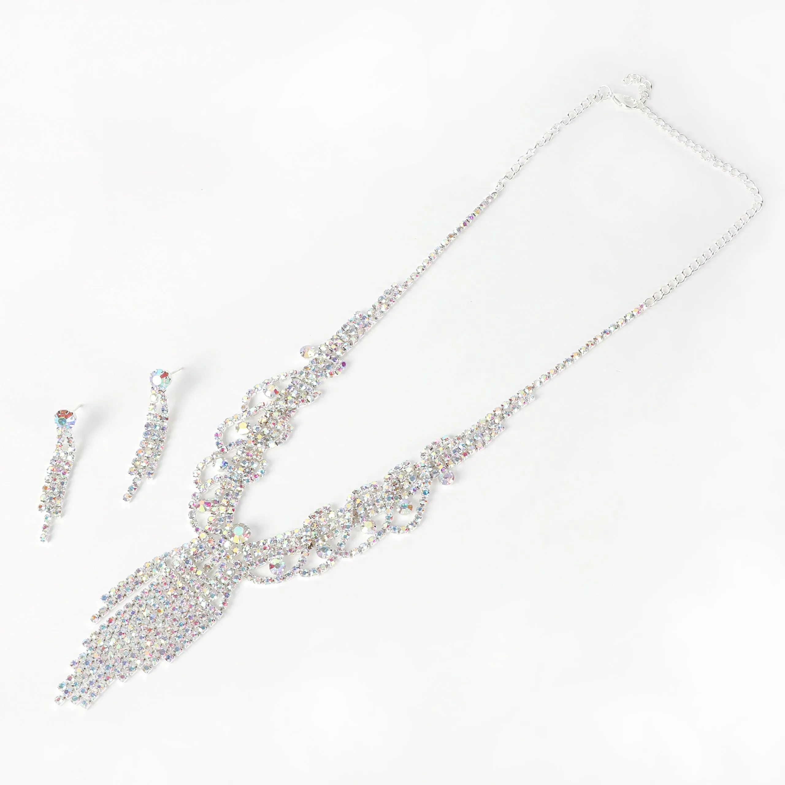 Charmaine Fringe Rhinestone Necklace & Earring Set