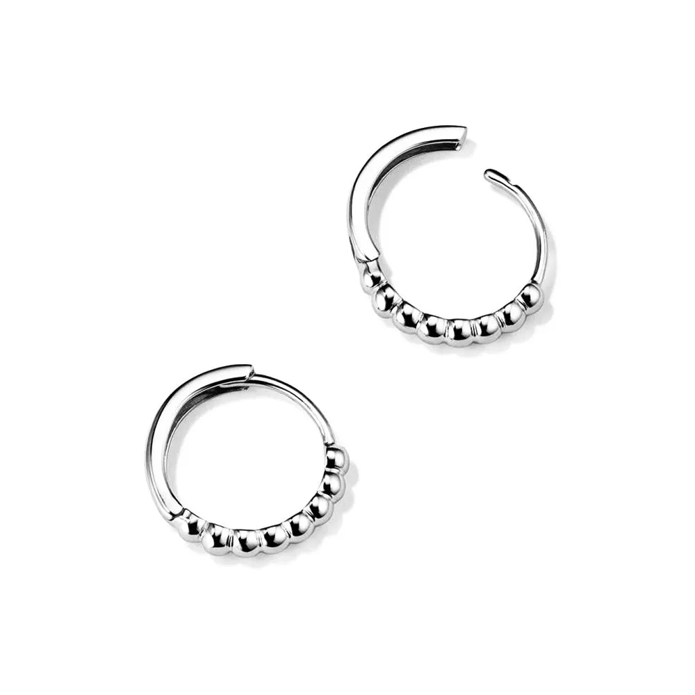 Classic Beaded Huggie Hoop Earrings