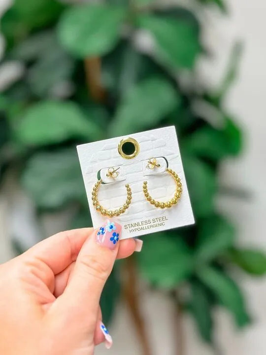 Classic Gold Ball Hoop Earrings