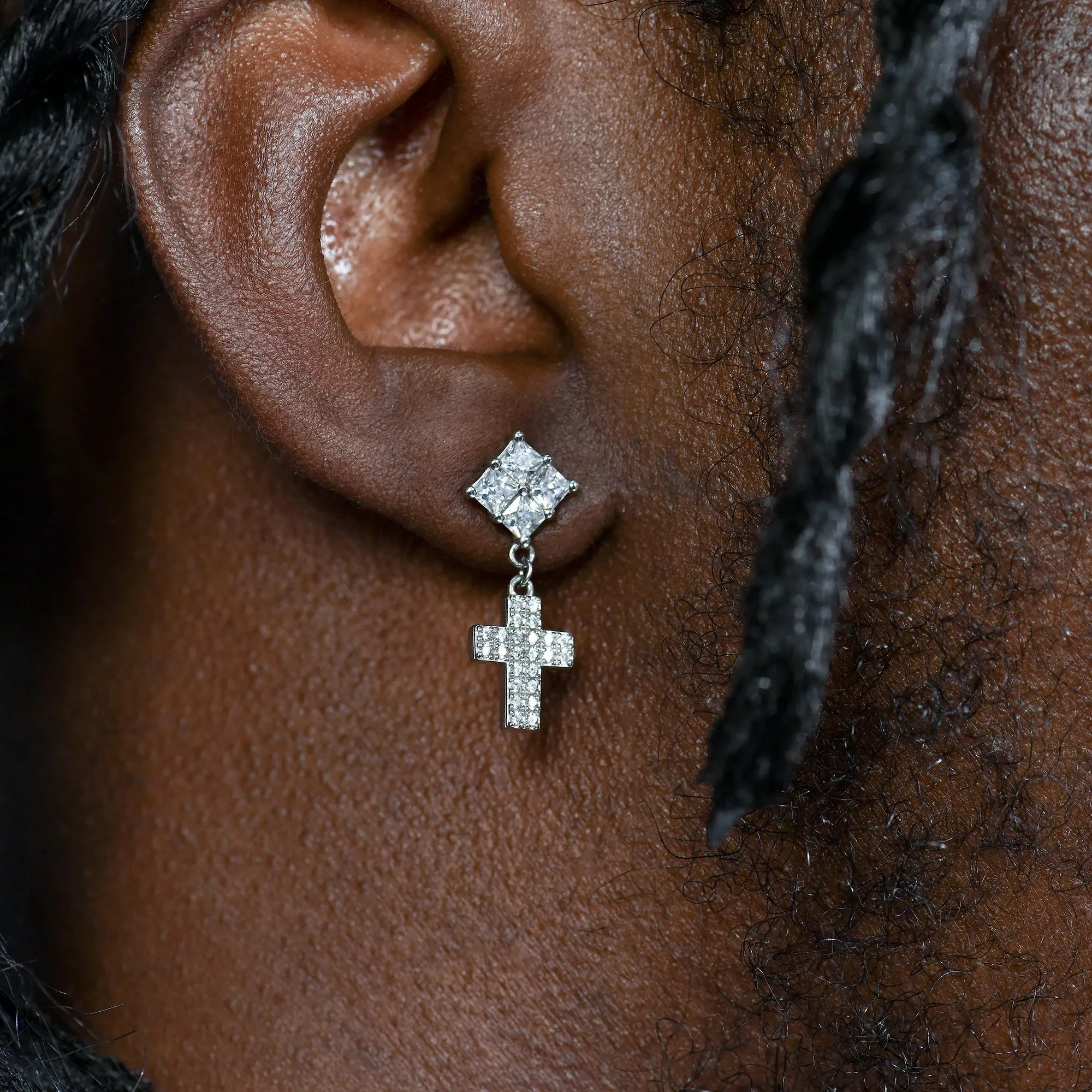 Cross Drop Earring - Single