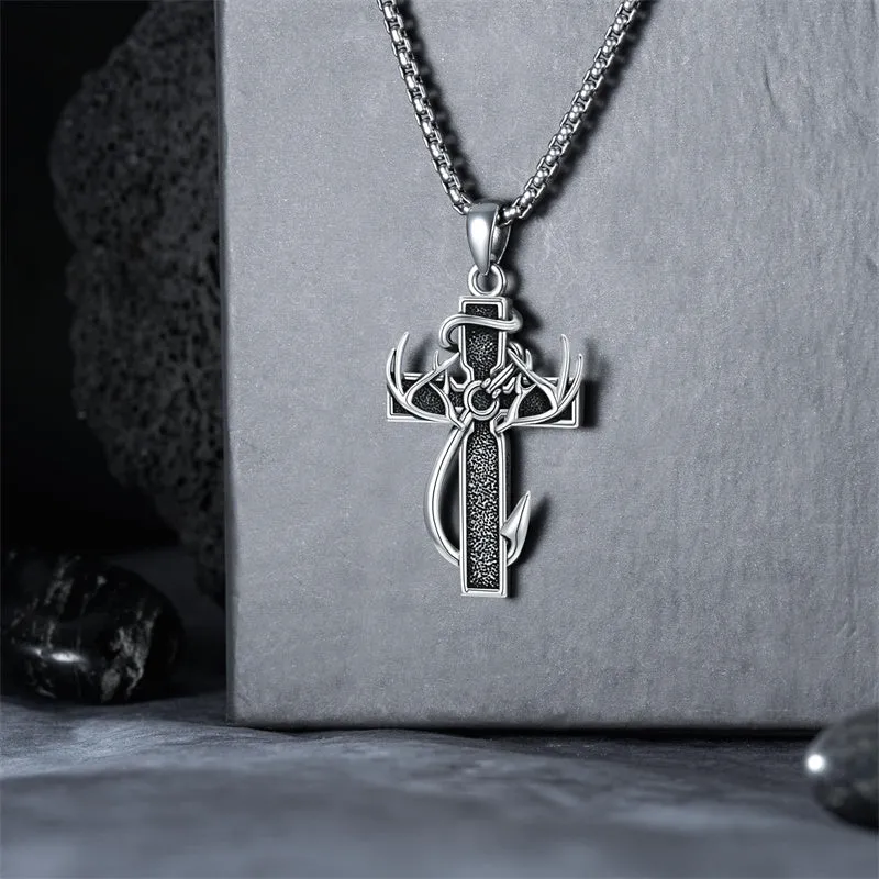 Cross Necklace for Men 925 Sterling Silver Cross  Pendant Jewelry Masonic Gifts for Men Boys