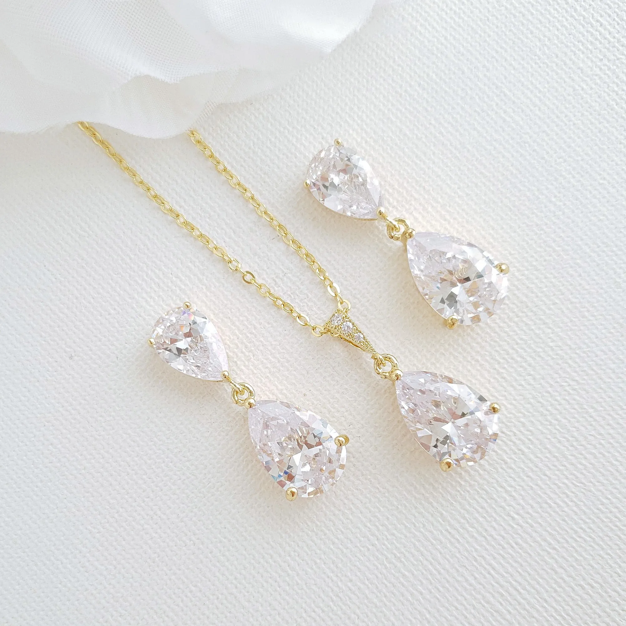 Crystal Bridal Jewelry with Earrings Necklace Set-Clara