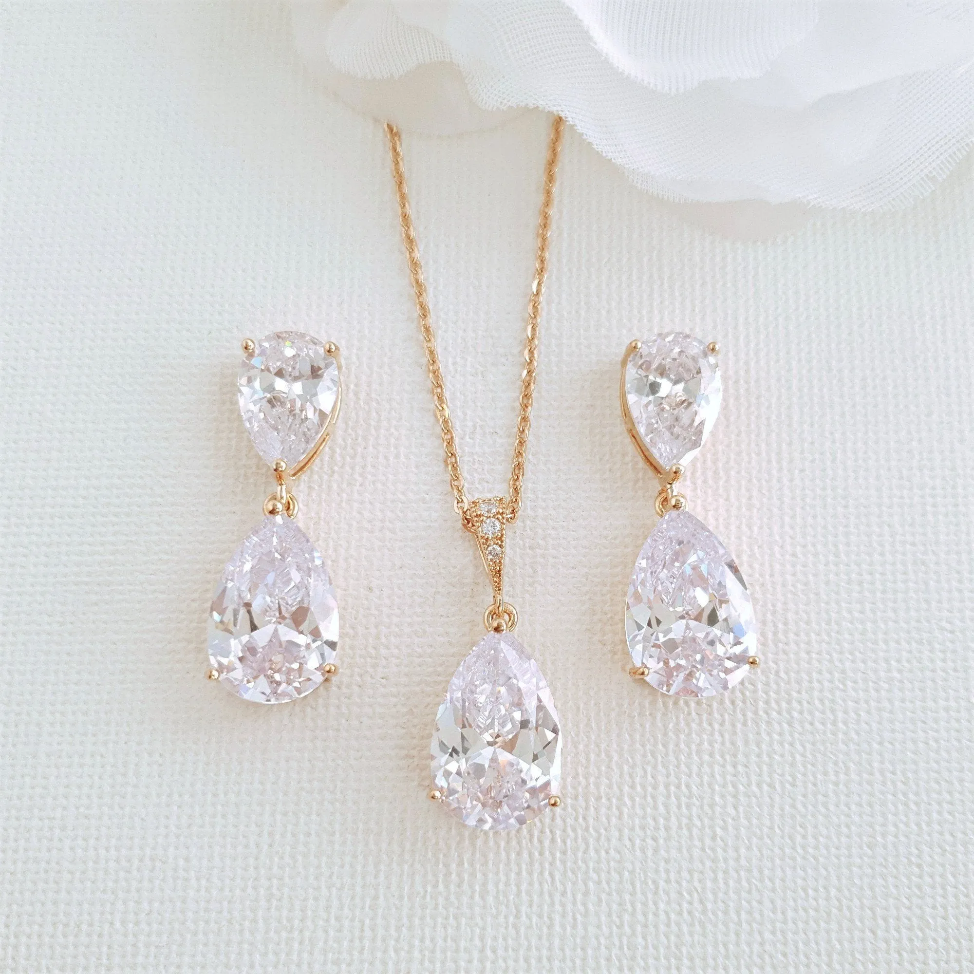 Crystal Bridal Jewelry with Earrings Necklace Set-Clara