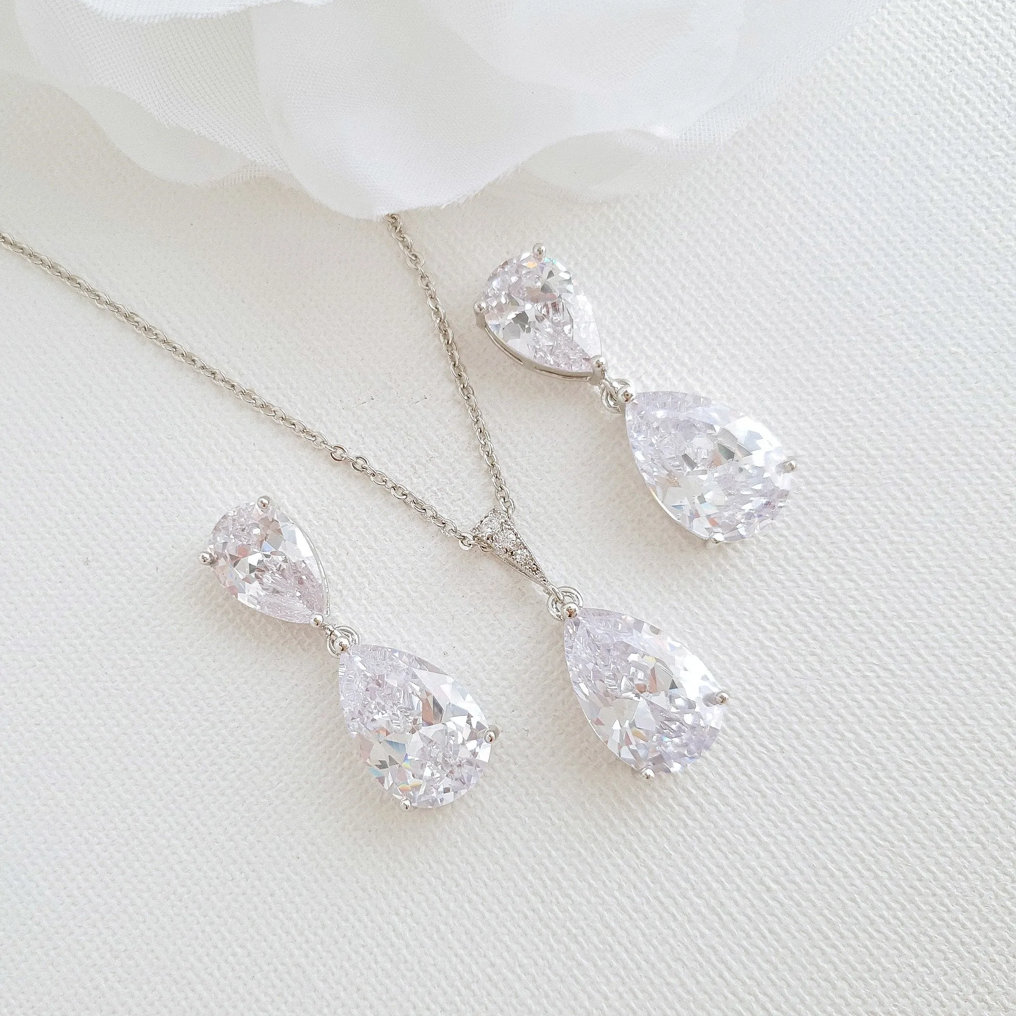 Crystal Bridal Jewelry with Earrings Necklace Set-Clara