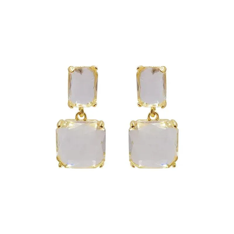 Crystal Geometric Square Fresh Drop Earrings Charm Jewelry EM328