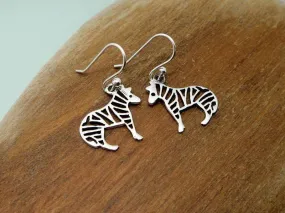 Cut Out Zebra Drop Earrings, 925 Sterling Silver, Handmade Earring, Animal Dangle Earrings, Safari Gifts