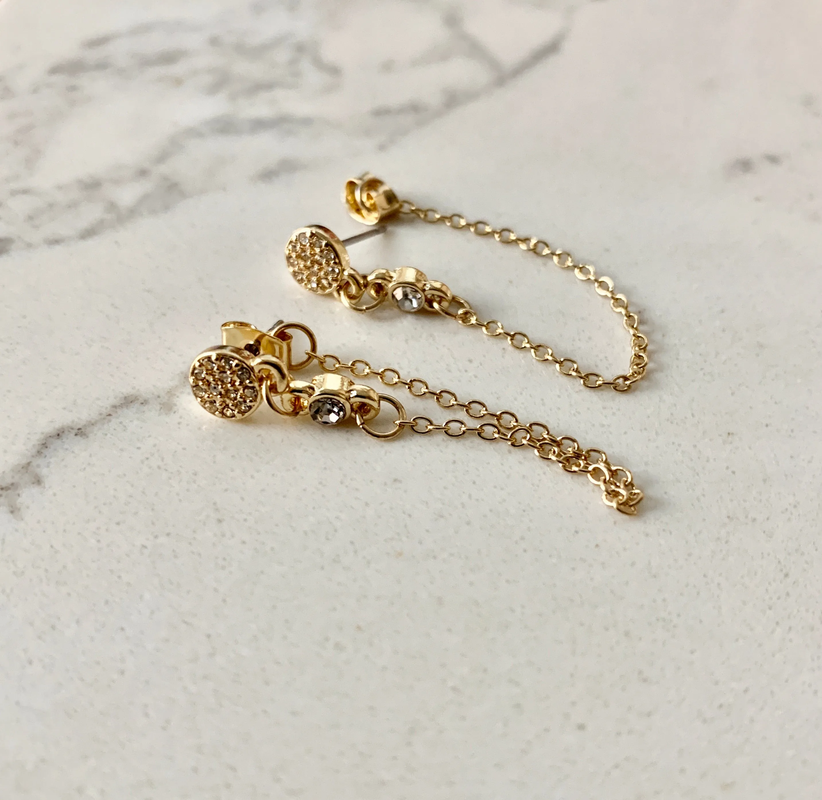 CZ Drape Post Earring-Gold