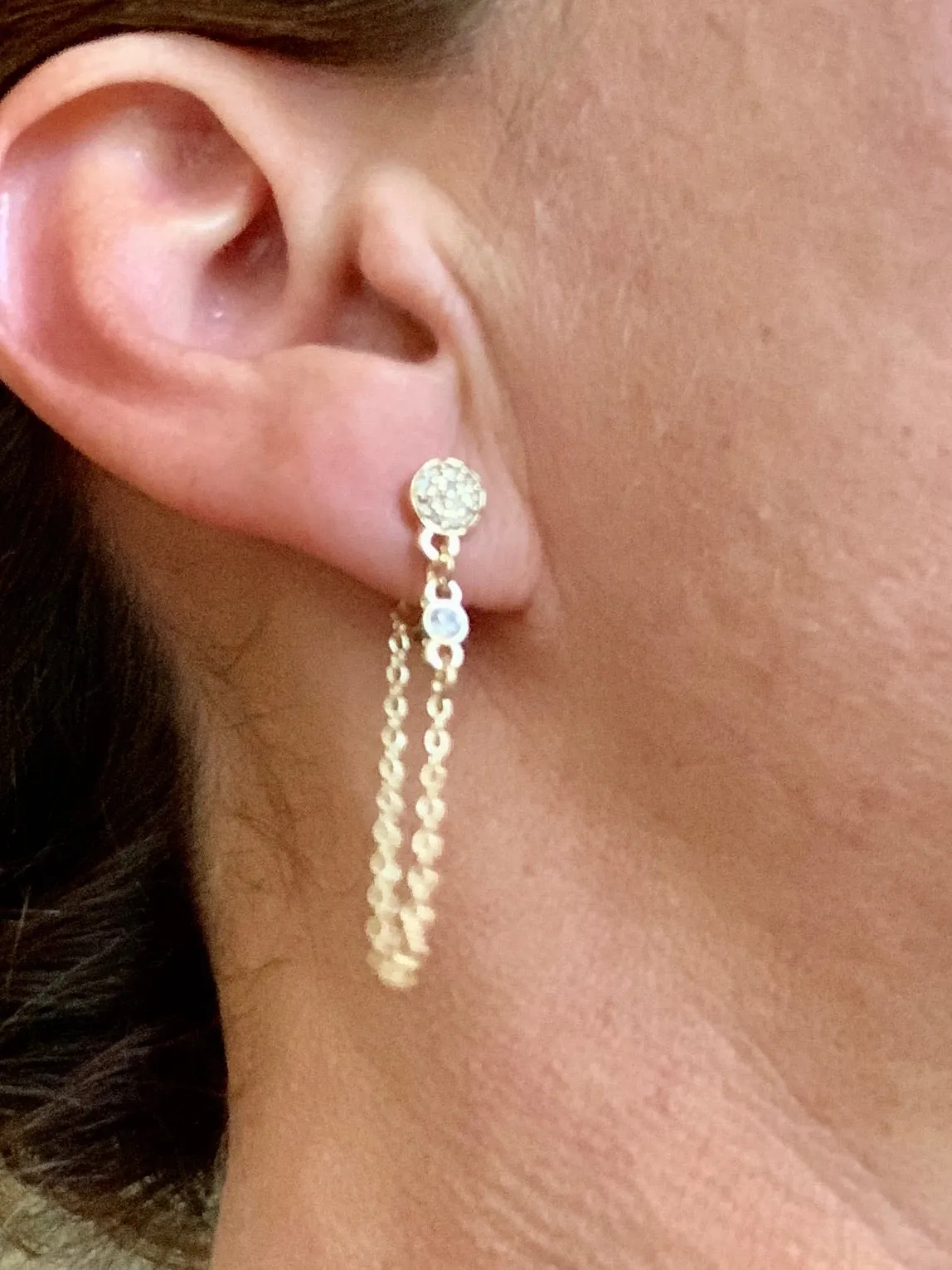 CZ Drape Post Earring-Gold