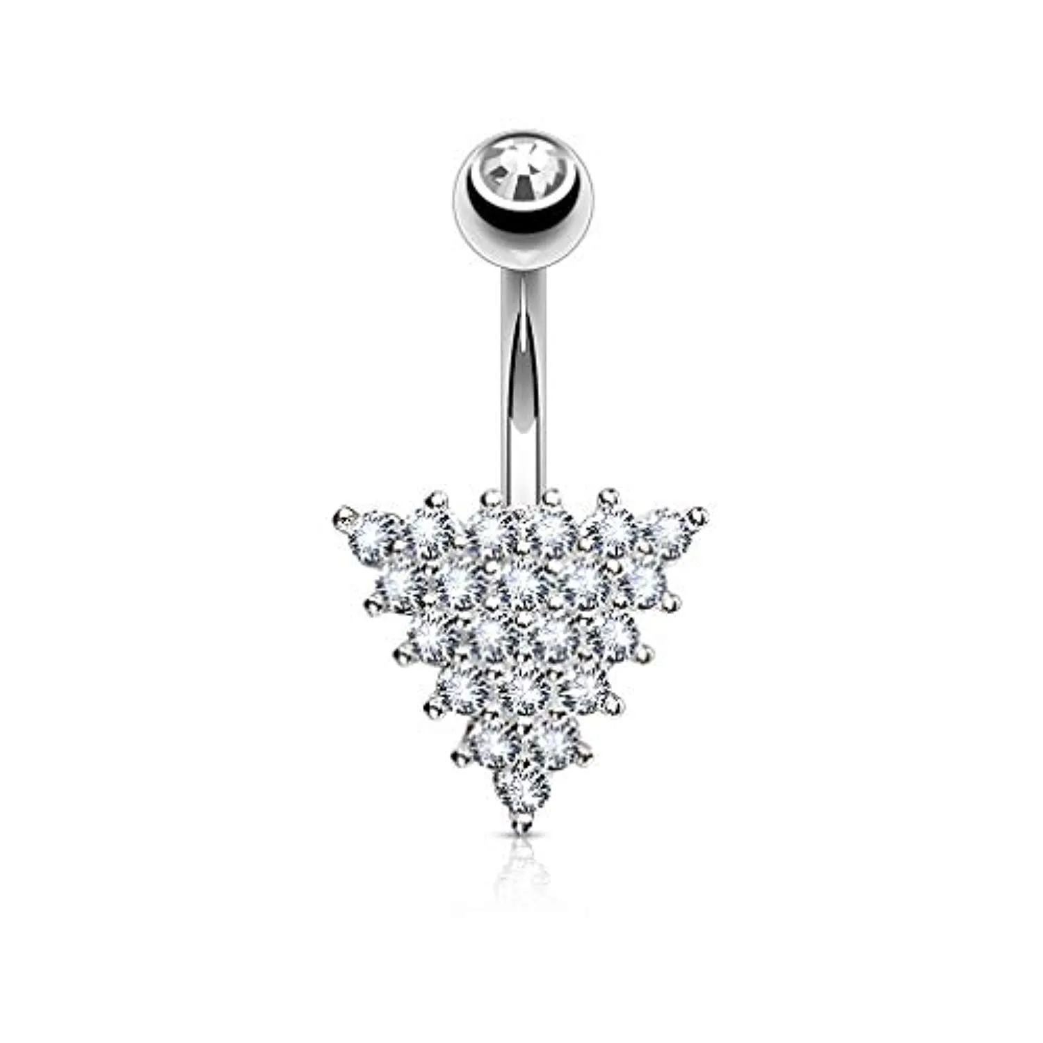 CZ Paved Triangle 316L Surgical Steel WildKlass Belly Button Navel Rings