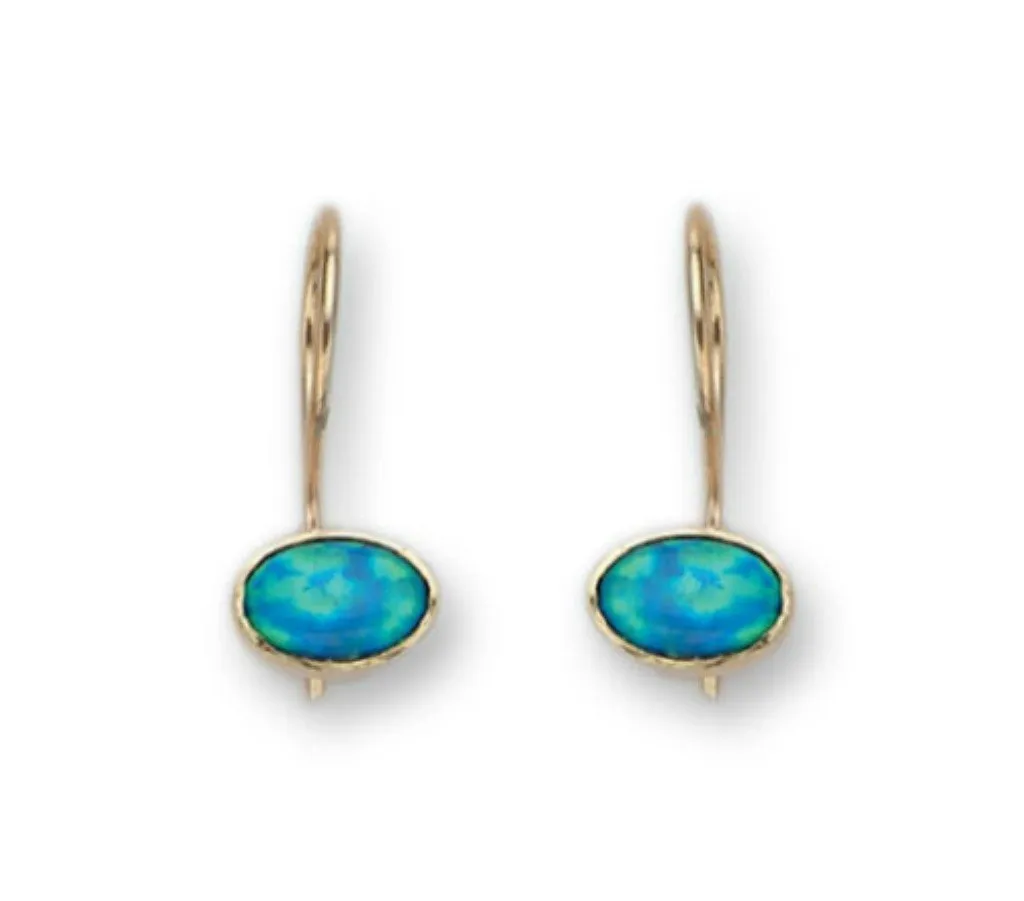 Delicate 9ct Gold Blue Opal classic Earrings