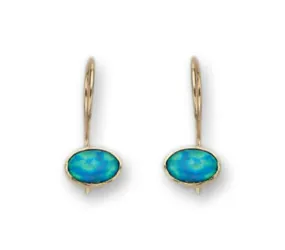 Delicate 9ct Gold Blue Opal classic Earrings