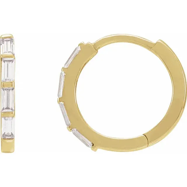 Diamond hinged hoop earrings in 14k yellow gold