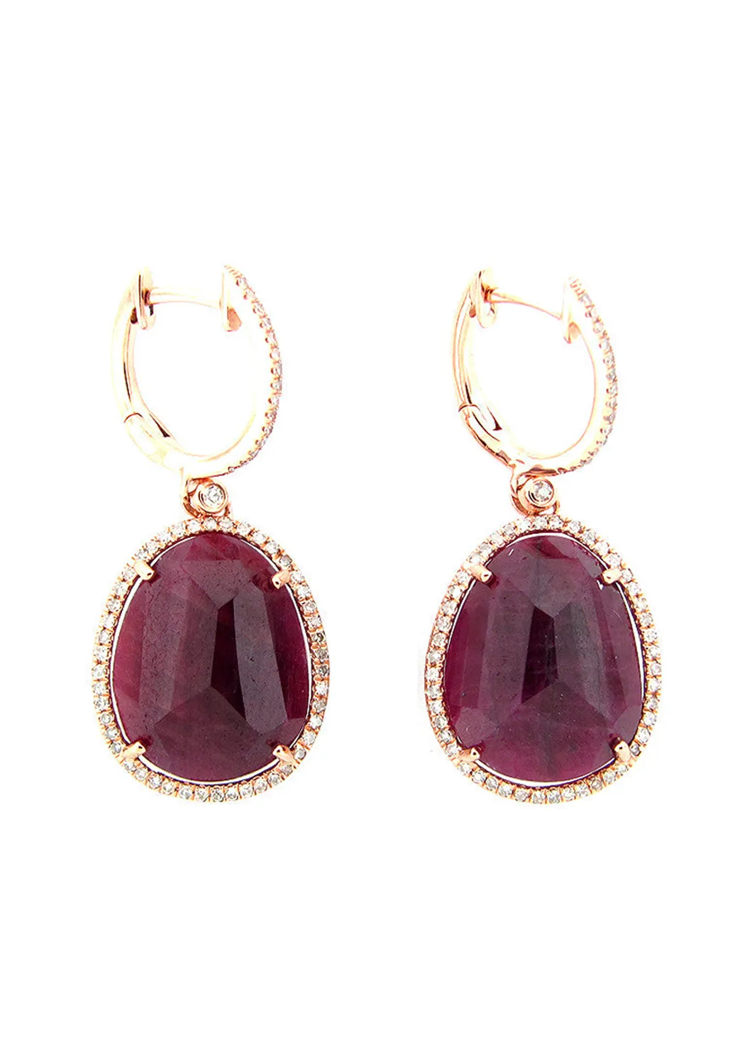 Dilamani 14KRG Diamond & Ruby Dangle Earrings