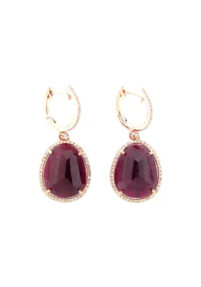 Dilamani 14KRG Diamond & Ruby Dangle Earrings