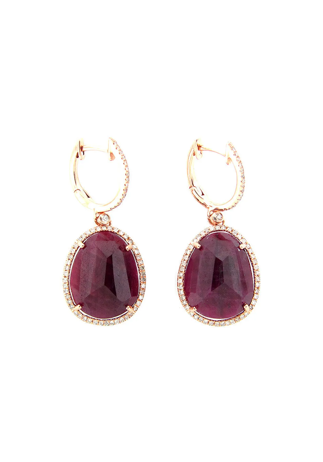 Dilamani 14KRG Diamond & Ruby Dangle Earrings