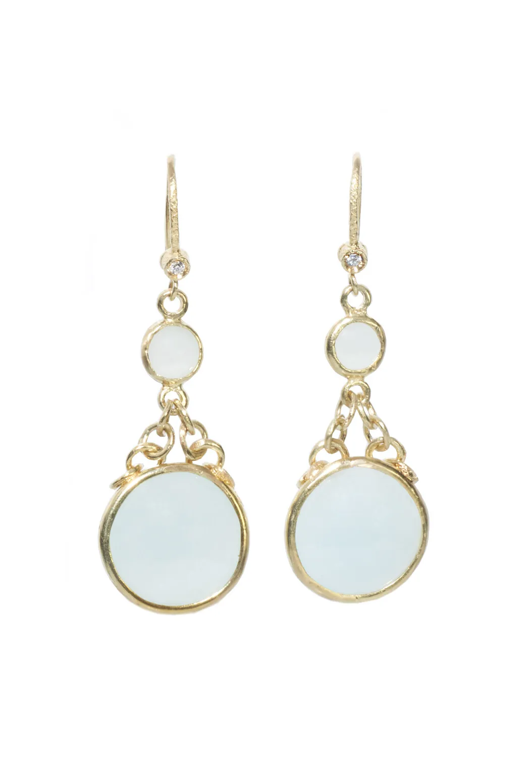 Dominique Cohen Retro 18KYG Aquamarine Dangle Earrings