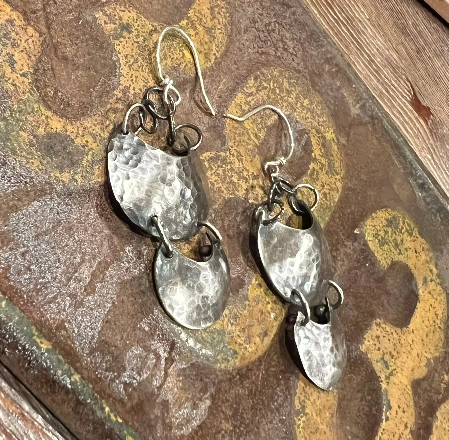 Double Shield Stirling Silver Earrings