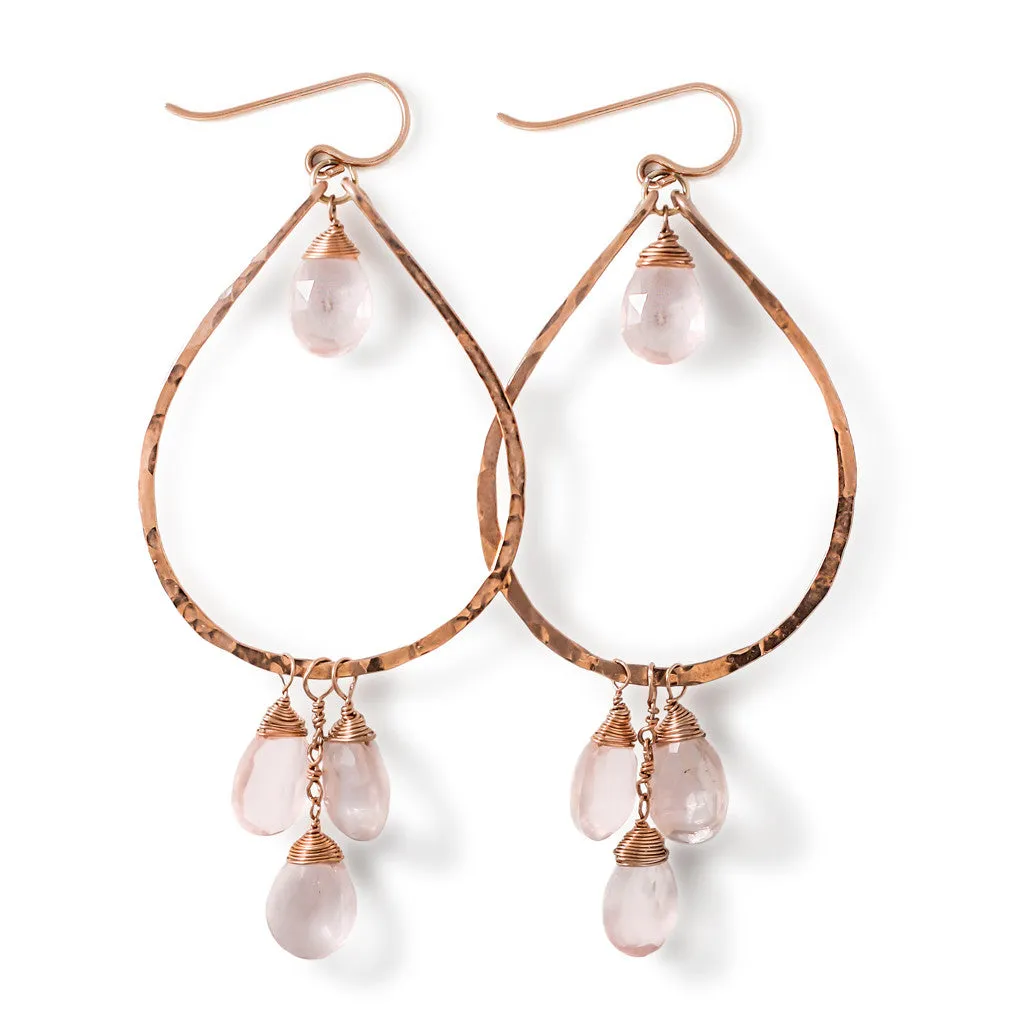 Dreamcatcher Hoop Gemstone Earrings - Rose Quartz