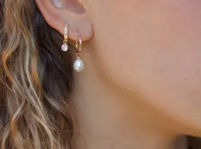 Drop Pearl Hoop Earrings