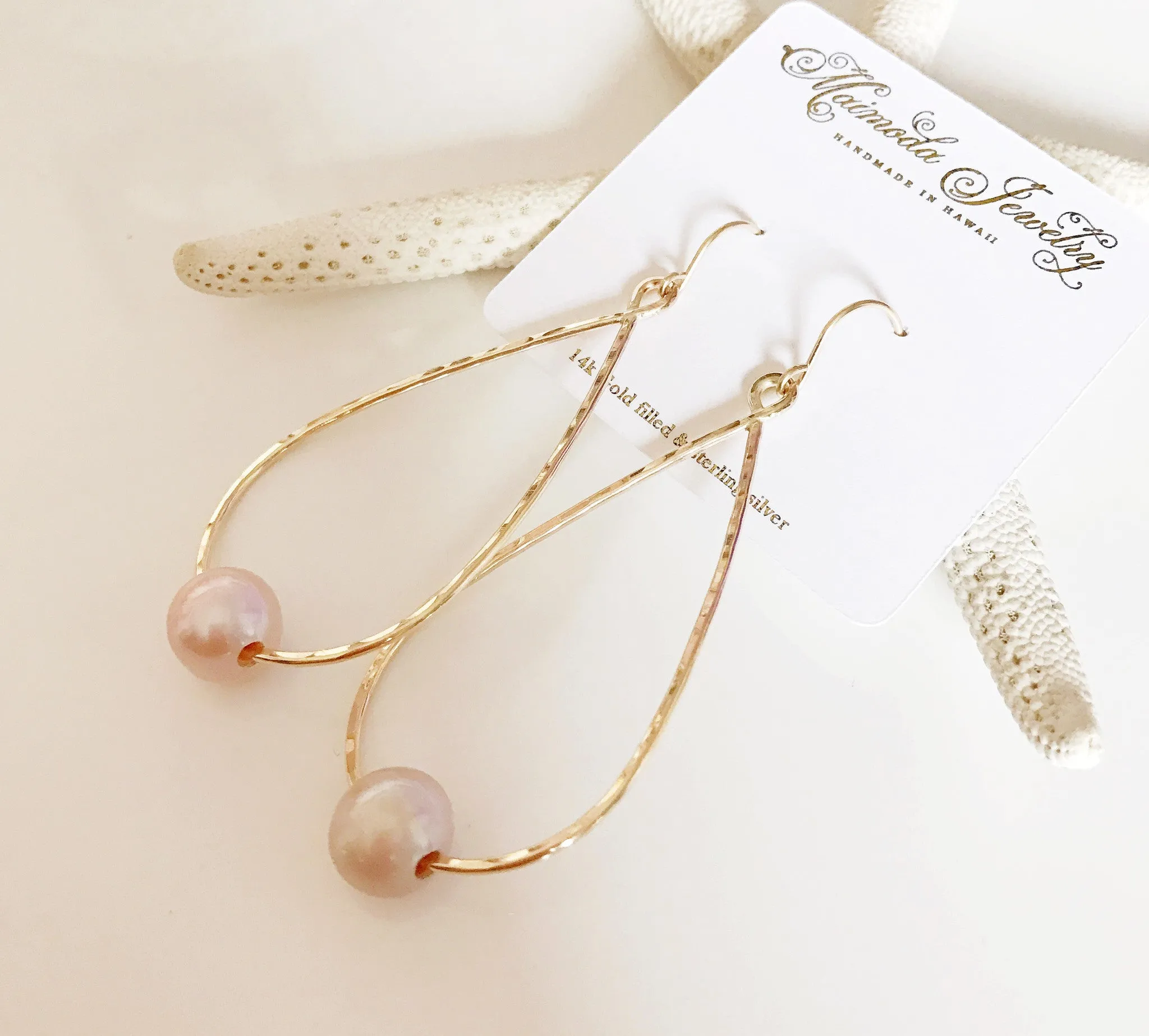 Earrings Ethel - pink Edison pearls (E395)