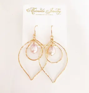 Earrings Kina - pink pearls (E338)