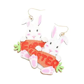 EASTER Message Bunny Dangle Earrings