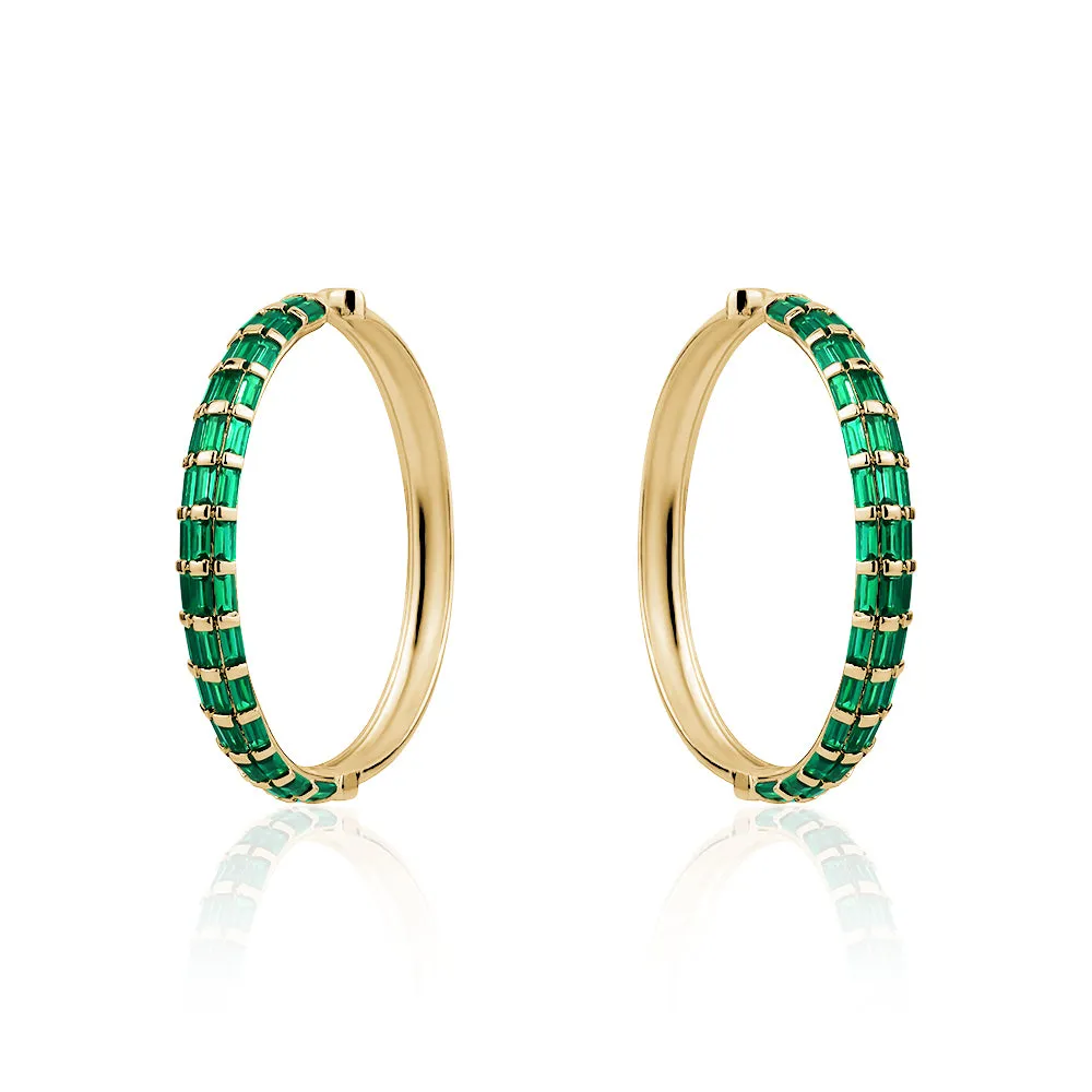 EMERALD BAGUETTE LARGE HOOPS