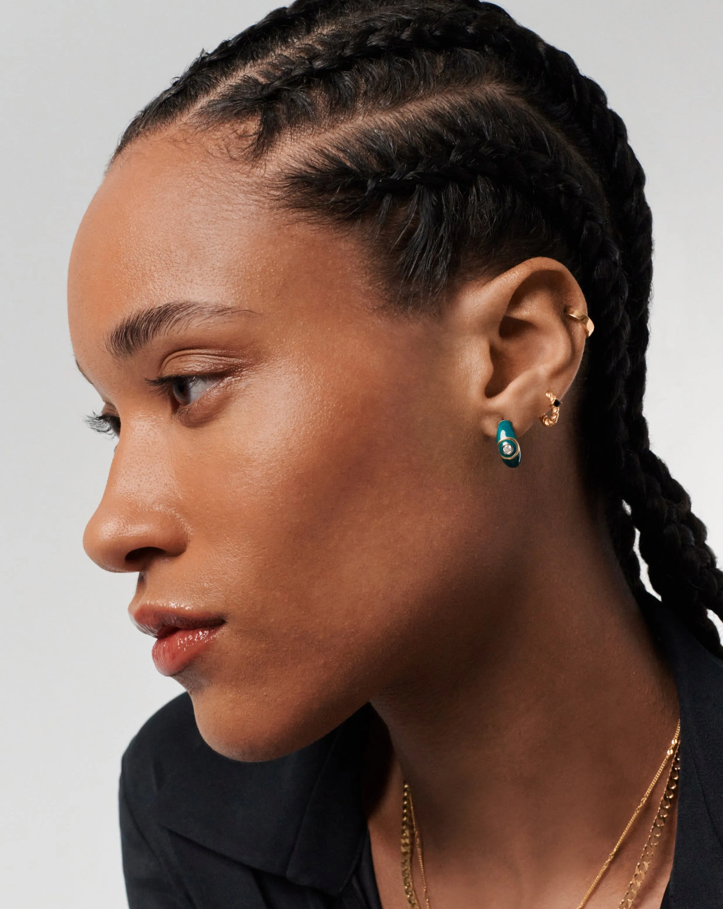 Enamel & Stone Dome Mini Hoop Earrings