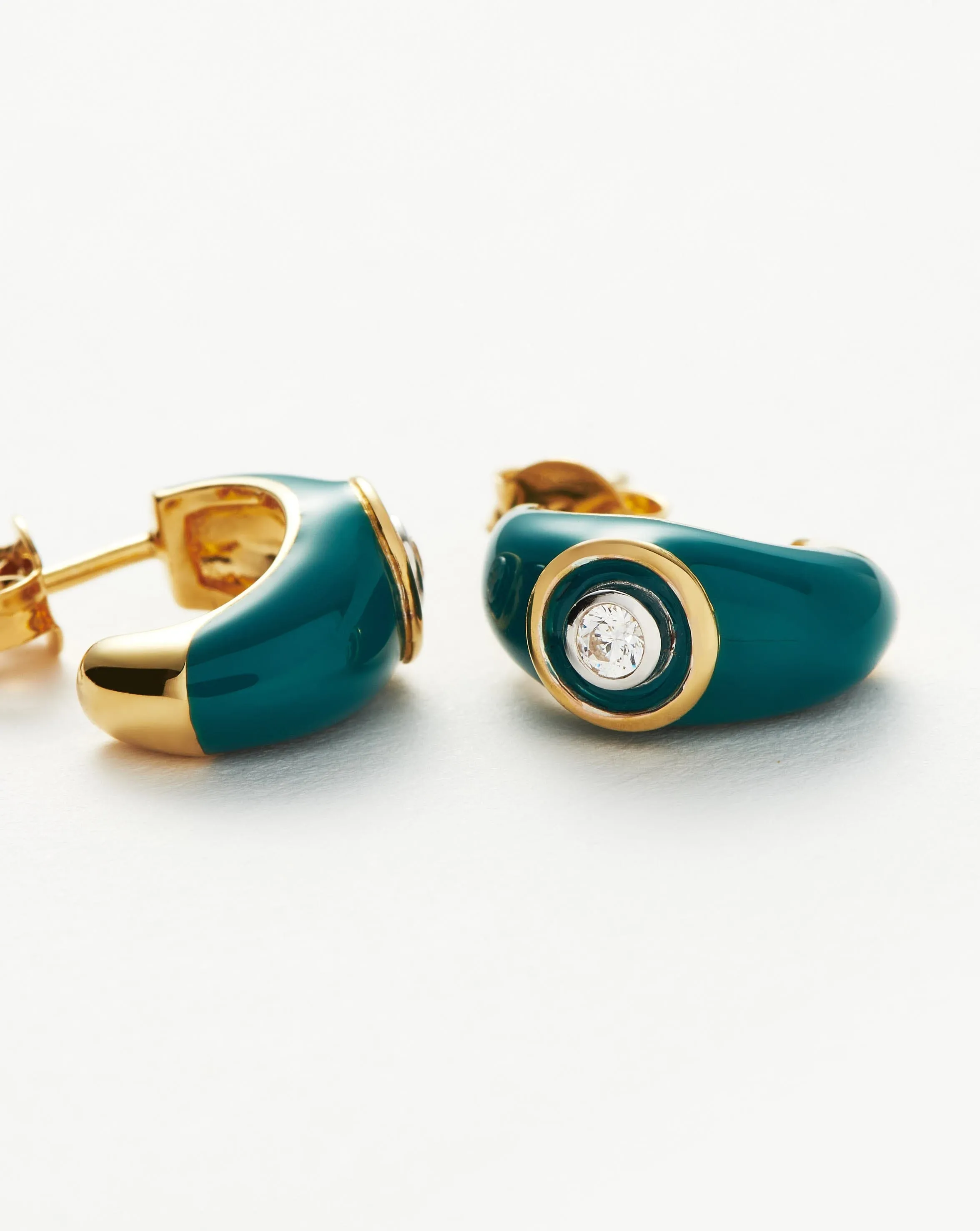 Enamel & Stone Dome Mini Hoop Earrings