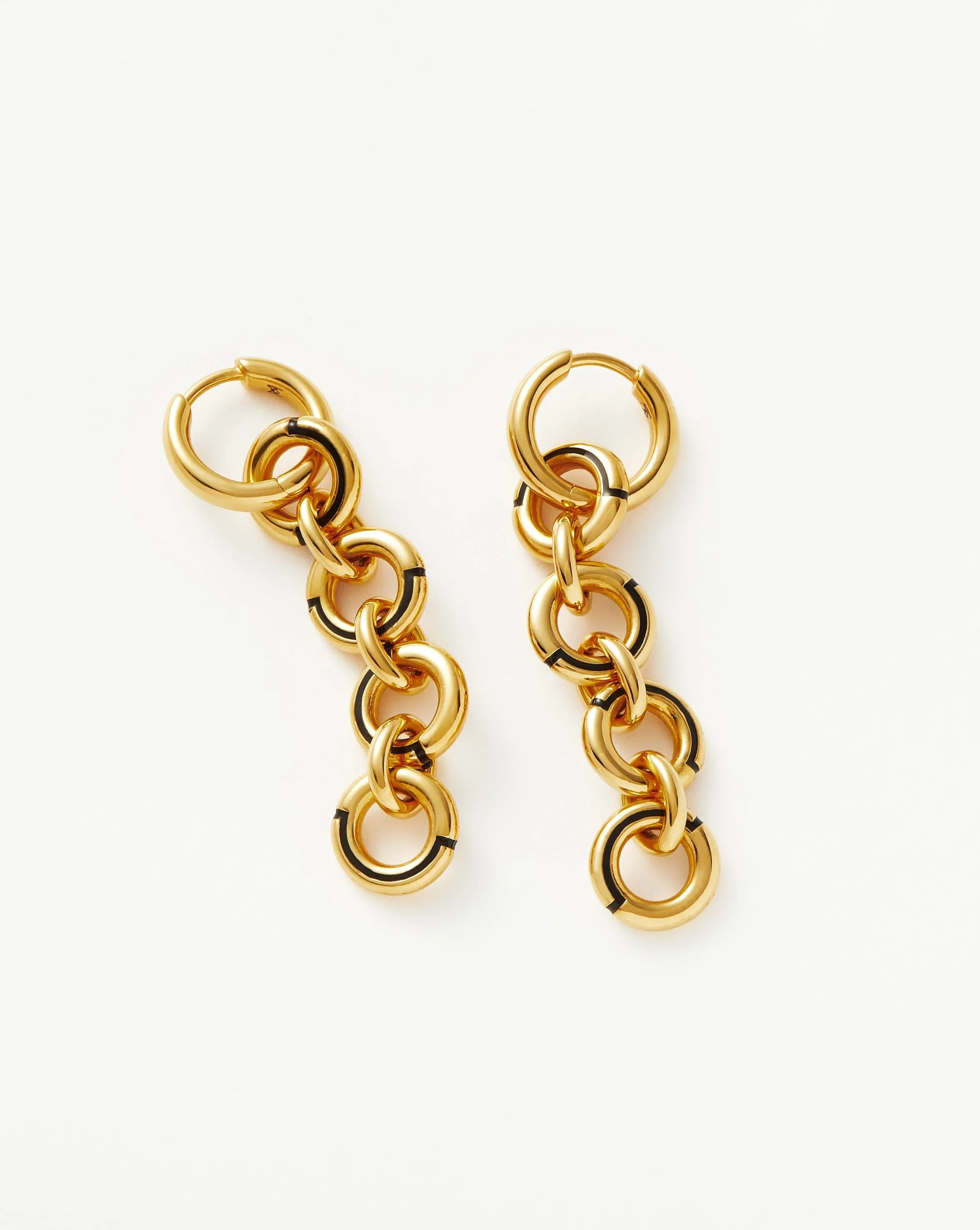 Enamel Byline Link Drop Hoop Earrings | 18ct Gold Plated