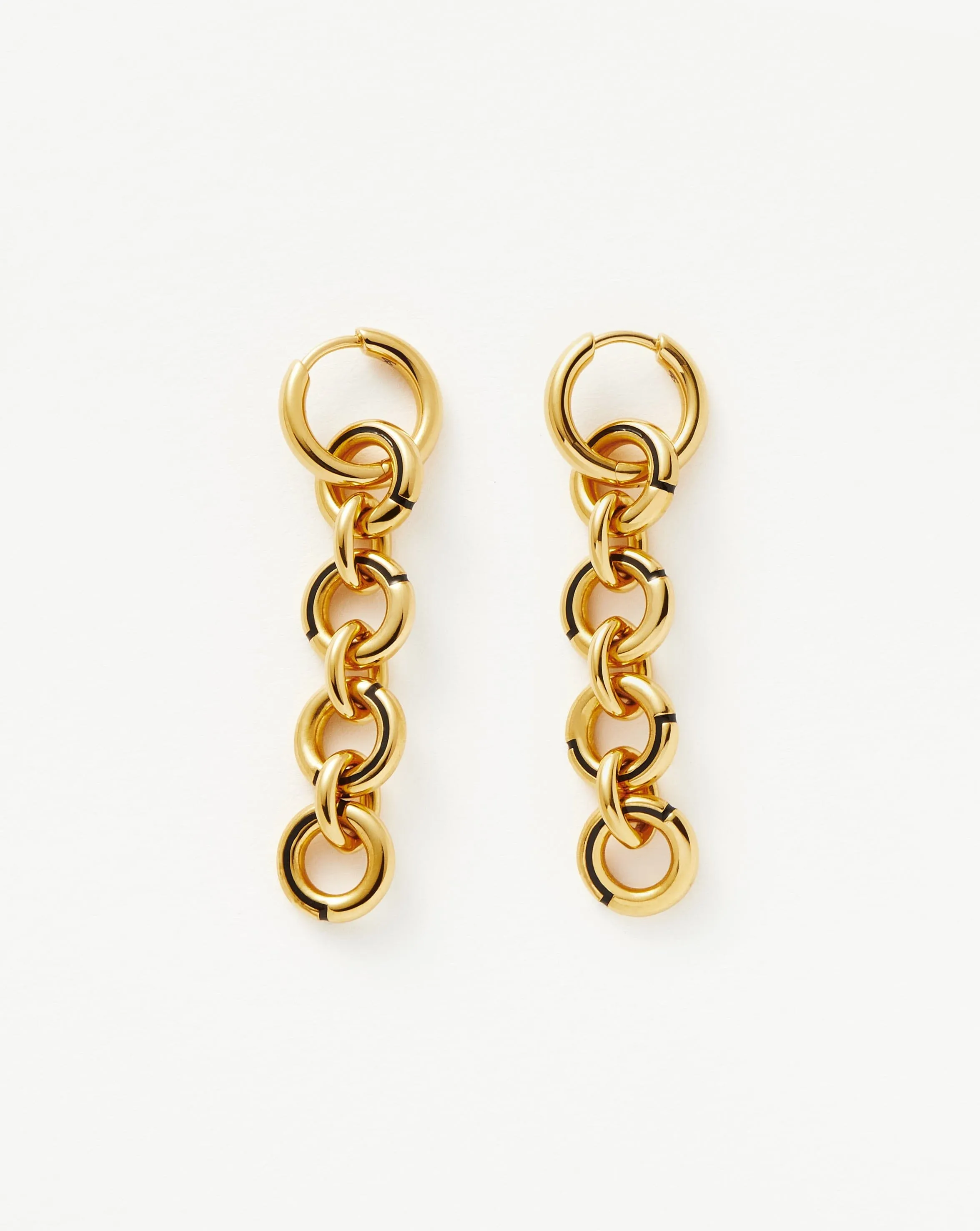 Enamel Byline Link Drop Hoop Earrings | 18ct Gold Plated