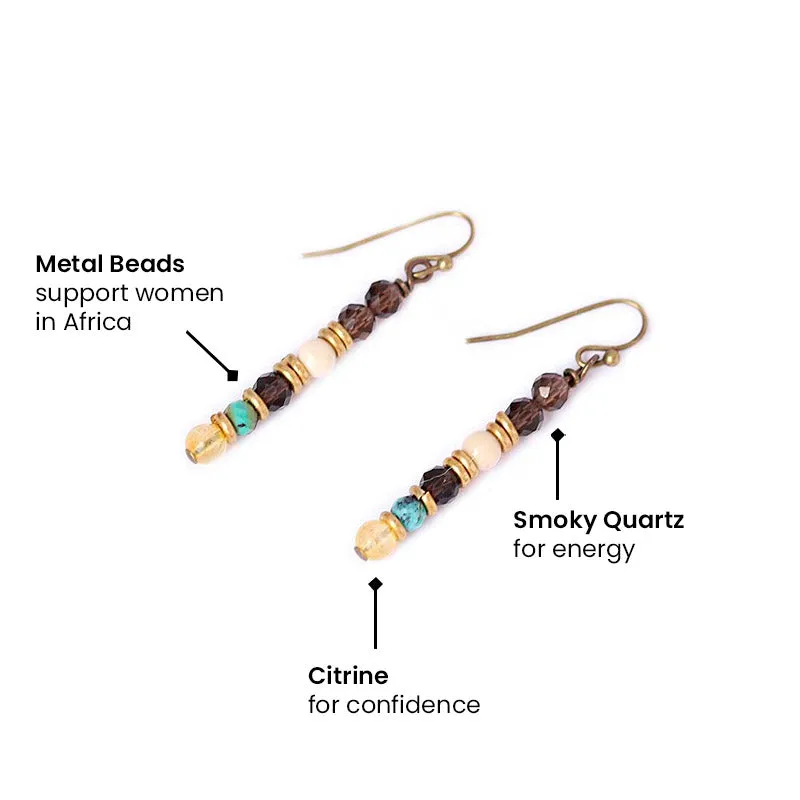 Energy and Abundance Smoky Quartz and Citrine Earrings *Final Sale*