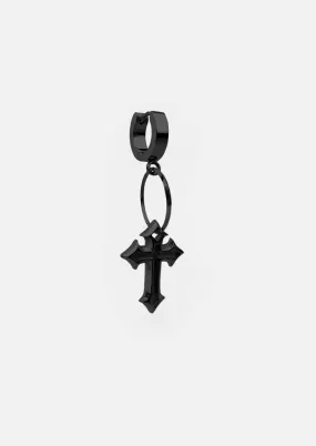 Extruded Cross Drop Earring (Black)