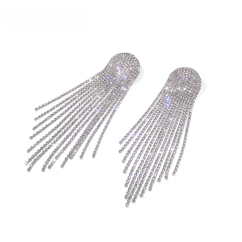 FN Artificial Rhinestone Tassel Face Slimming Earrings LOJS40