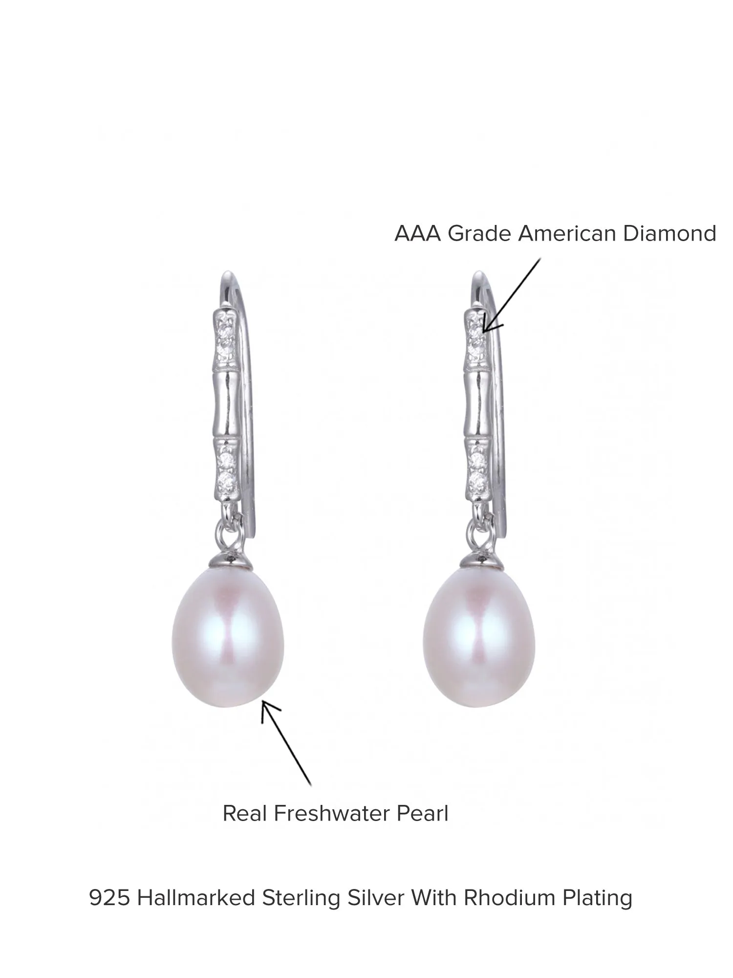 Freshwater Pearl Drop 925 Silver Earrings