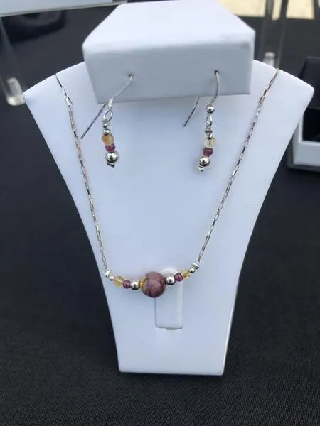 Garnet, Citrine, & Sterling Silver Earrings