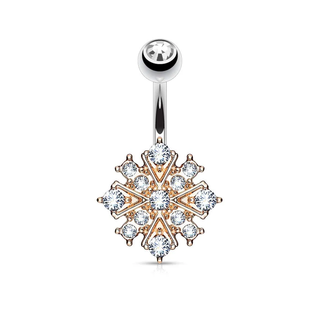 Gem Paved Starburst 316L Surgical Steel WildKlass Belly Button Navel Rings