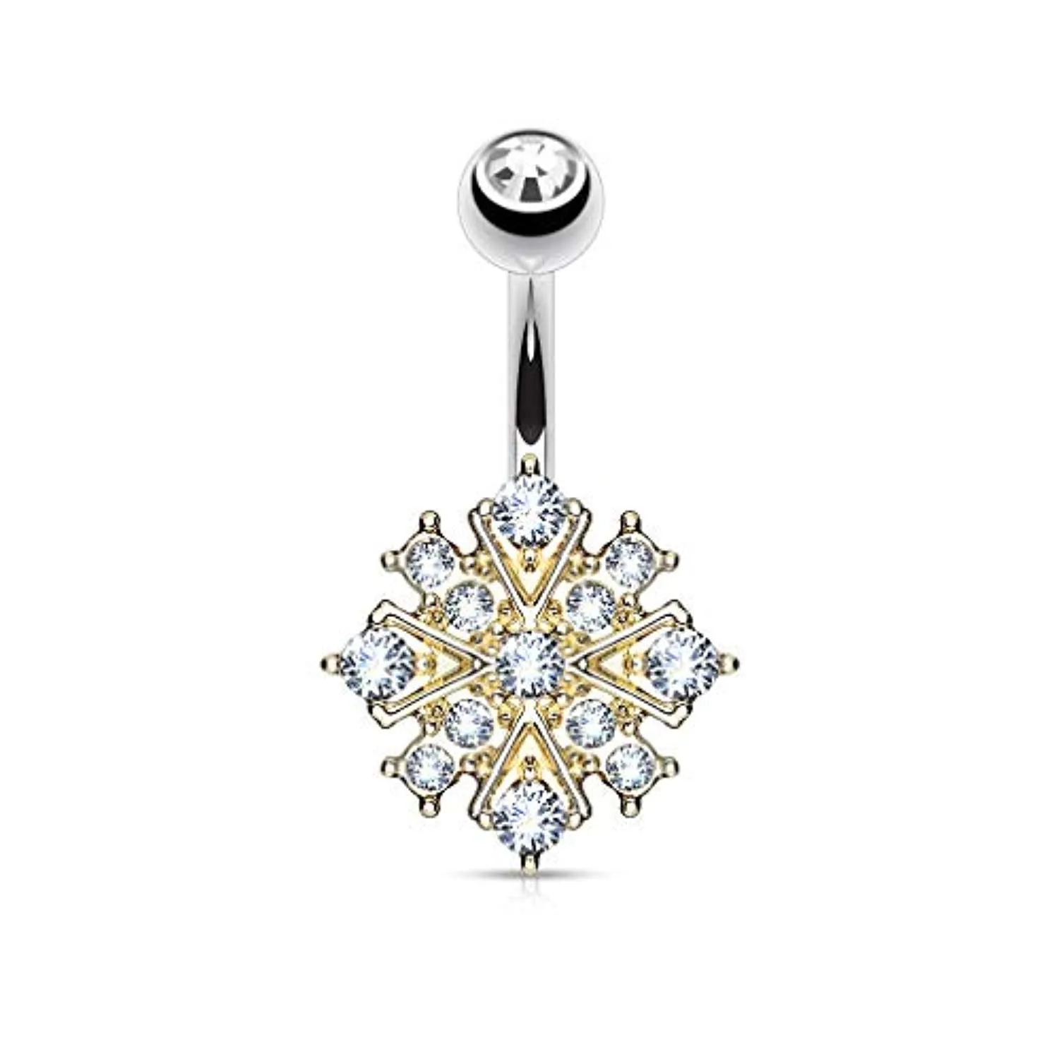 Gem Paved Starburst 316L Surgical Steel WildKlass Belly Button Navel Rings