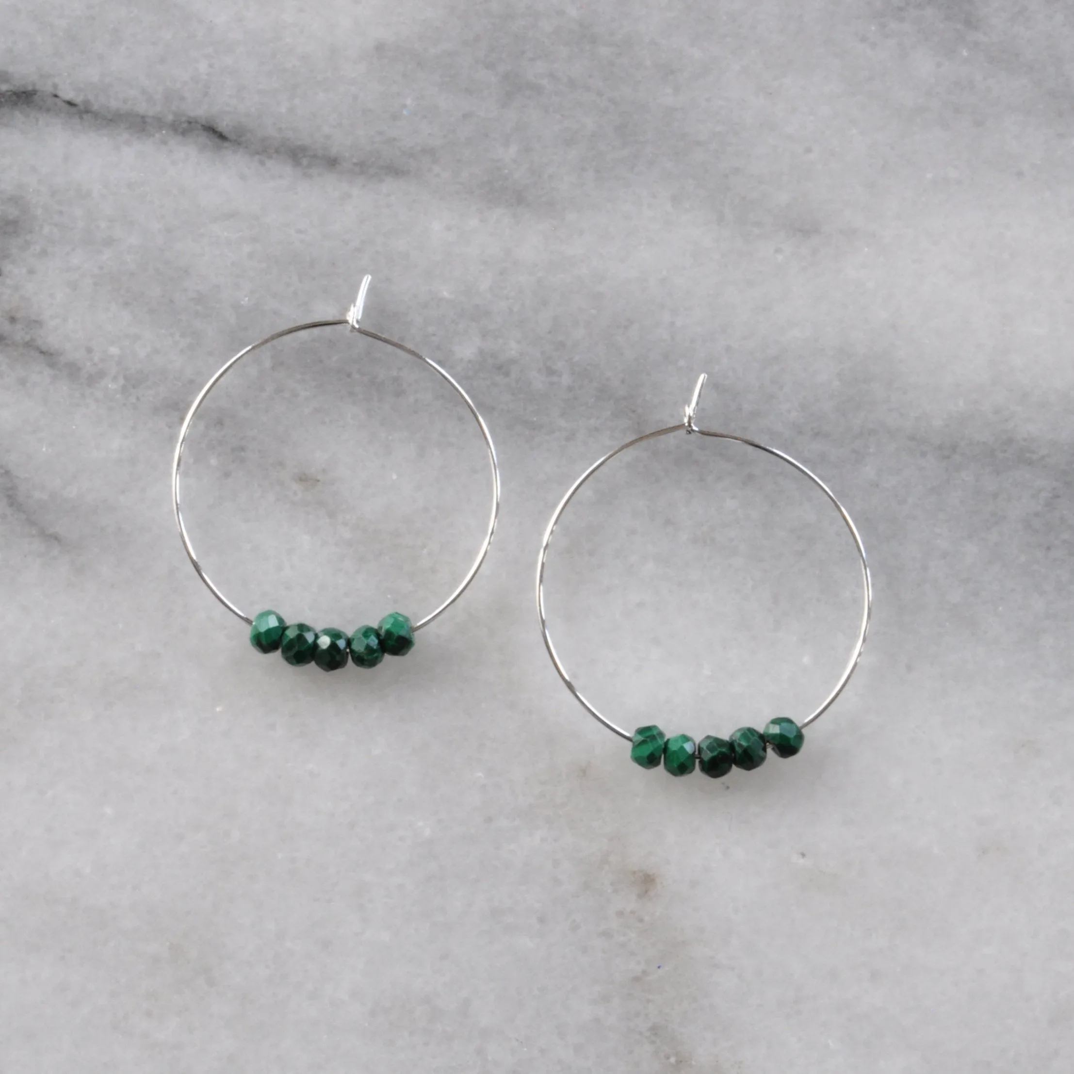 Gemstone 25mm Hoop Earrings - MALACHITE