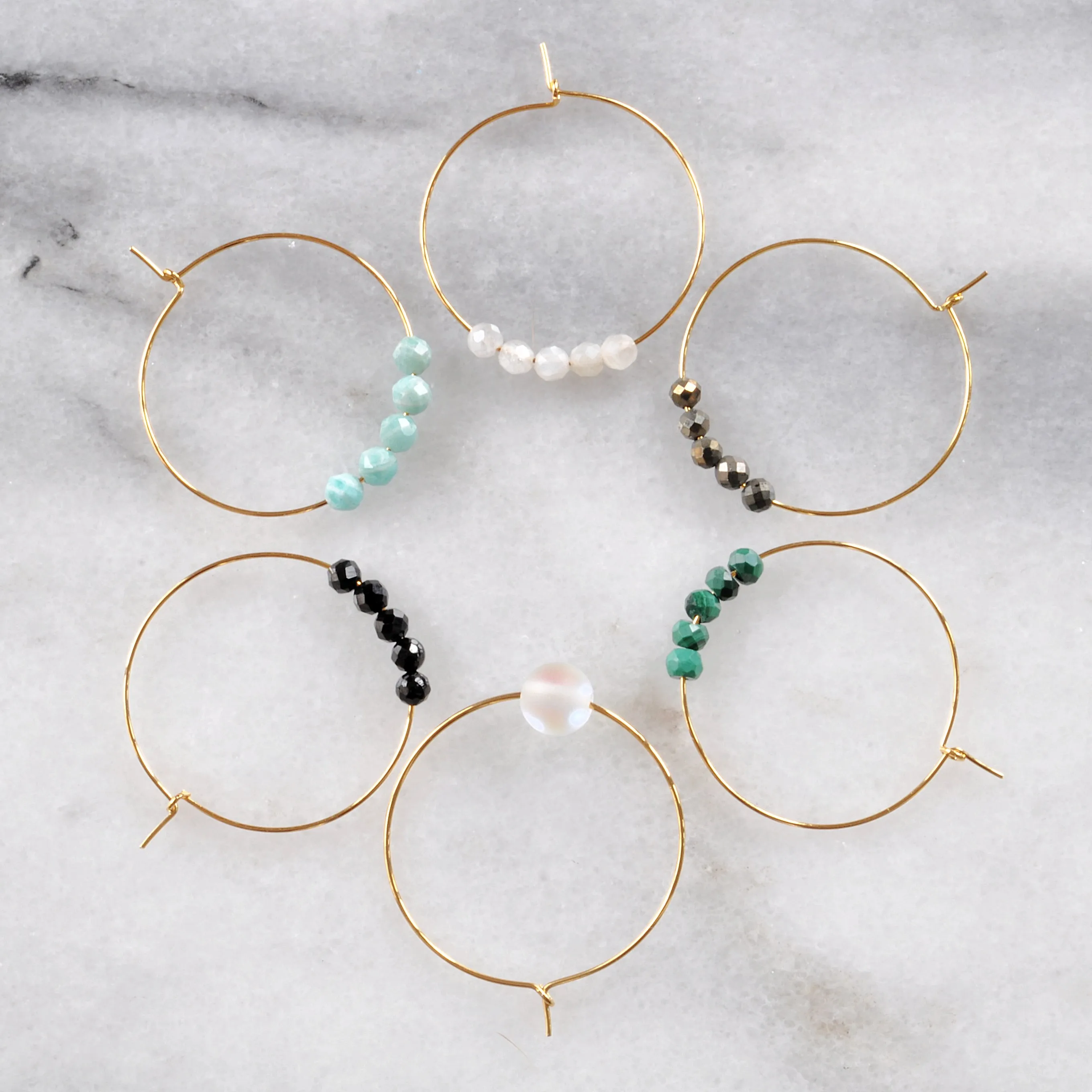 Gemstone 25mm Hoop Earrings - MOONSTONE