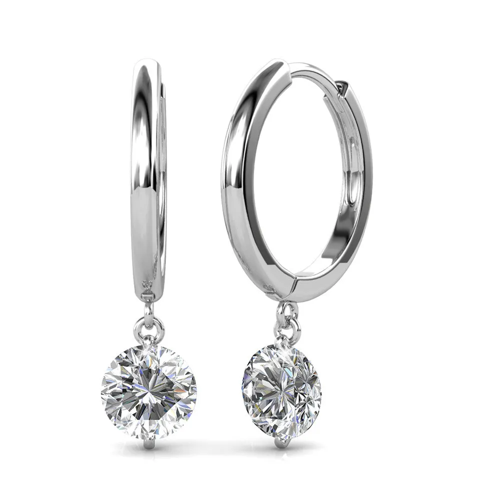 Georgia 18k White Gold Plated Hoop Dangle Earrings with Crystals