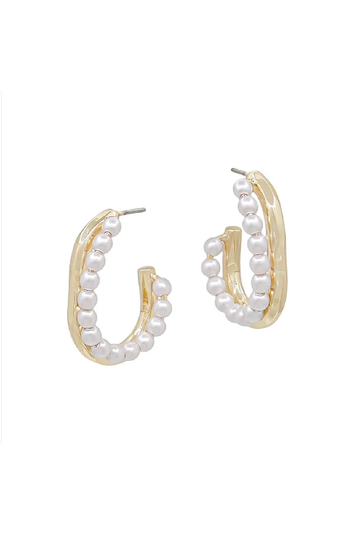 Gold and Pearl Double Hoops