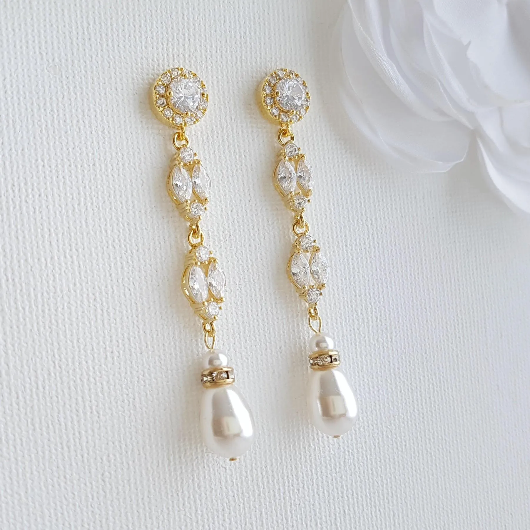 Gold Crystal Earrings-Hayley